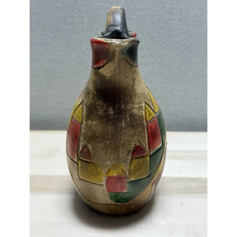 VTG Southwestern Wedding Vase Double Spout Pottery Pitcher Tribal Mid Century‎